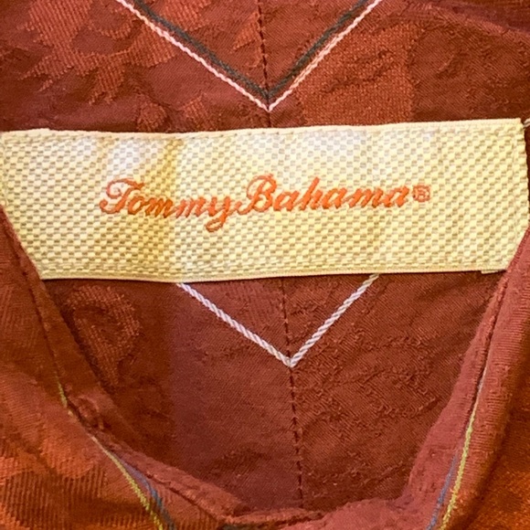 Tommy Bahama button up mens large rust orange color long sleeves cotton/silk - Picture 4 of 9